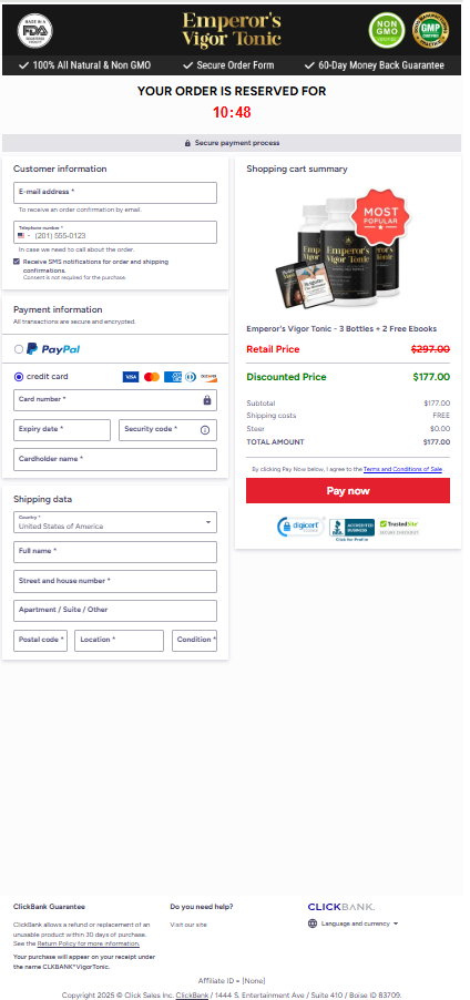 Emperor's Vigor Tonic order page